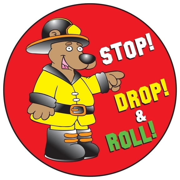 ZoCo: Stop Drop & Roll Fire Safety Sticker Roll - 400 Stickers