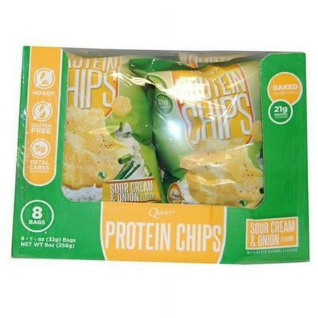 Quest Protein Chps - Sour Cream and Onion - 1.125 oz - Case of 8 Protein Snacks