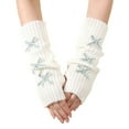 thumbnail image 2 of Women's Fingerless Arm Warmers with Bow, Y2K Style Soft Knit Puff Sleeve Gloves, Cold Weather Layering Accessory for School Aesthetic and Winter Fashion - White4, 2 of 3