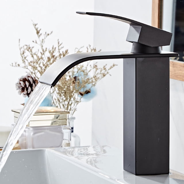 RUNROTOO Robinet d'Eau Résistant à l'Usure Noir Cuivre Acier Inoxydable Design Premium pour Salles de Bains 1Pcs