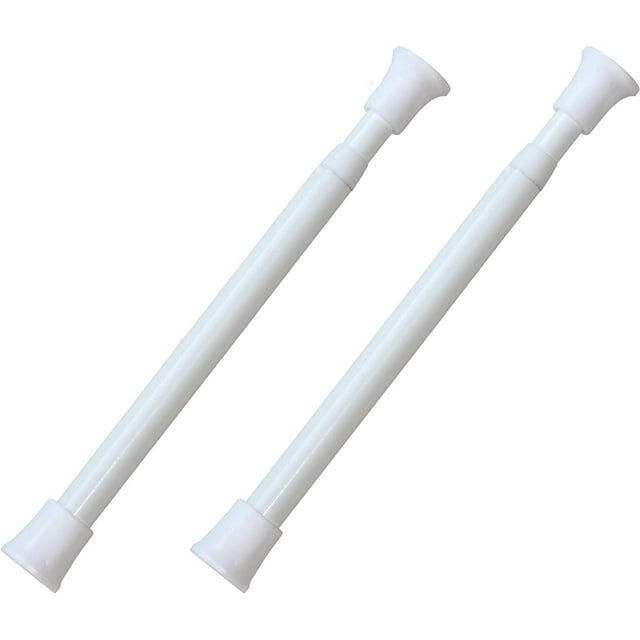 Smallest Size Spring Tension Rods | Set of Two Curtain Rods | Size: 16 to 24 inches | Color: White