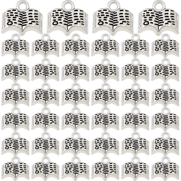 80Pcs Small Book Charms Holy Bible Charm 11x12x3.5mm Teachers' Day Charms Tibetan Style Mini Alloy CharmDIY