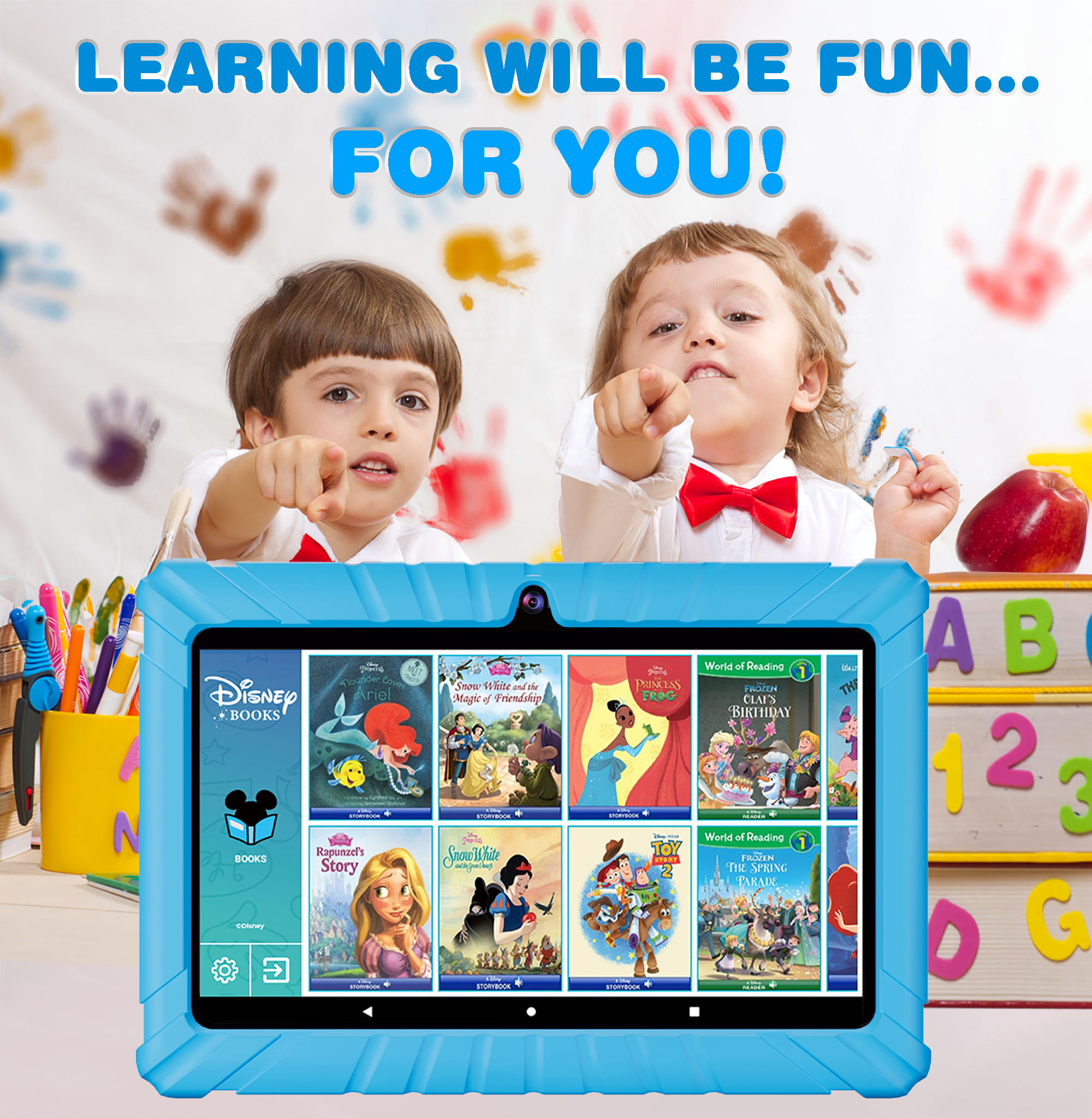 Contixo 7" Kids Tablet 32GB, 50+ Disney Storybooks, Kid-Proof Case (2023 Model) - Blue - image 4 of 13