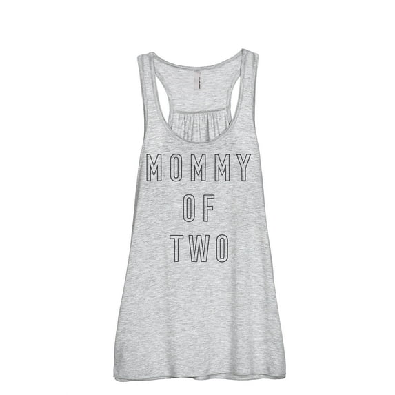 Mommy Of Two Women's Fashion Sleeveless Flowy Racerback Tank Top Sport Grey Large