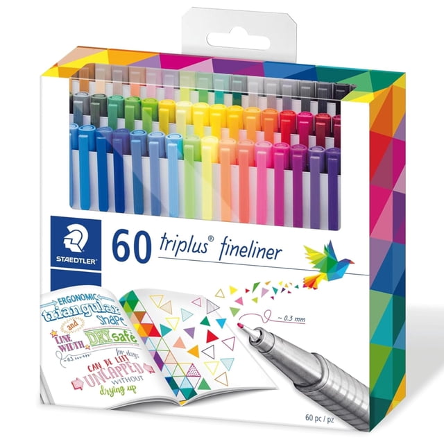 Set de bolígrafos STAEDTLER triplus de 60 piezas, 0,3 mm, tinta a base de agua