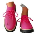 thumbnail image 3 of Womens Shoes,Lace Up Casual Sneakers Breathable Platform Shoes Fashion Athletic Flat Walking Footwear Lightweight Comfortable Everyday Wear,Shoes for Women,Hot Pink,6.5, 3 of 9