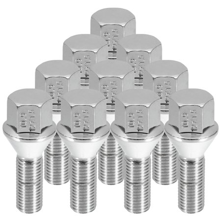 Unique Bargains M12 x 1.5 Wheel Bolts Taper 60° Taper Seat 17 mm Shank Wheel Bolts Lug Nuts Wheel Studs Set 10pcs