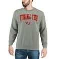 thumbnail image 4 of Men's Colosseum Heather Gray Virginia Tech Hokies Arch & Logo Crew Neck Sweatshirt, 4 of 5