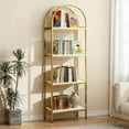 thumbnail image 1 of 4 Tier Arched Bookshelf, Industrial Open Back Bookcase, Modern Freestanding Display Shelving Unit Storage Rack with Metal Frame for Bedroom Living Room, White, 1 of 9