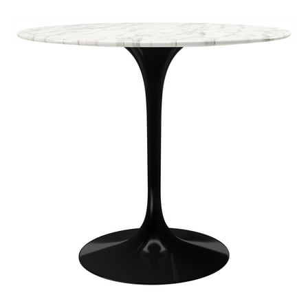 Modholic Tulip 32" Marble Dining Table, Black Base