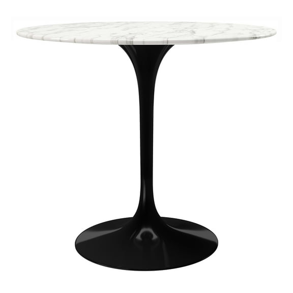 Modholic Tulip 32" Marble Dining Table, Black Base