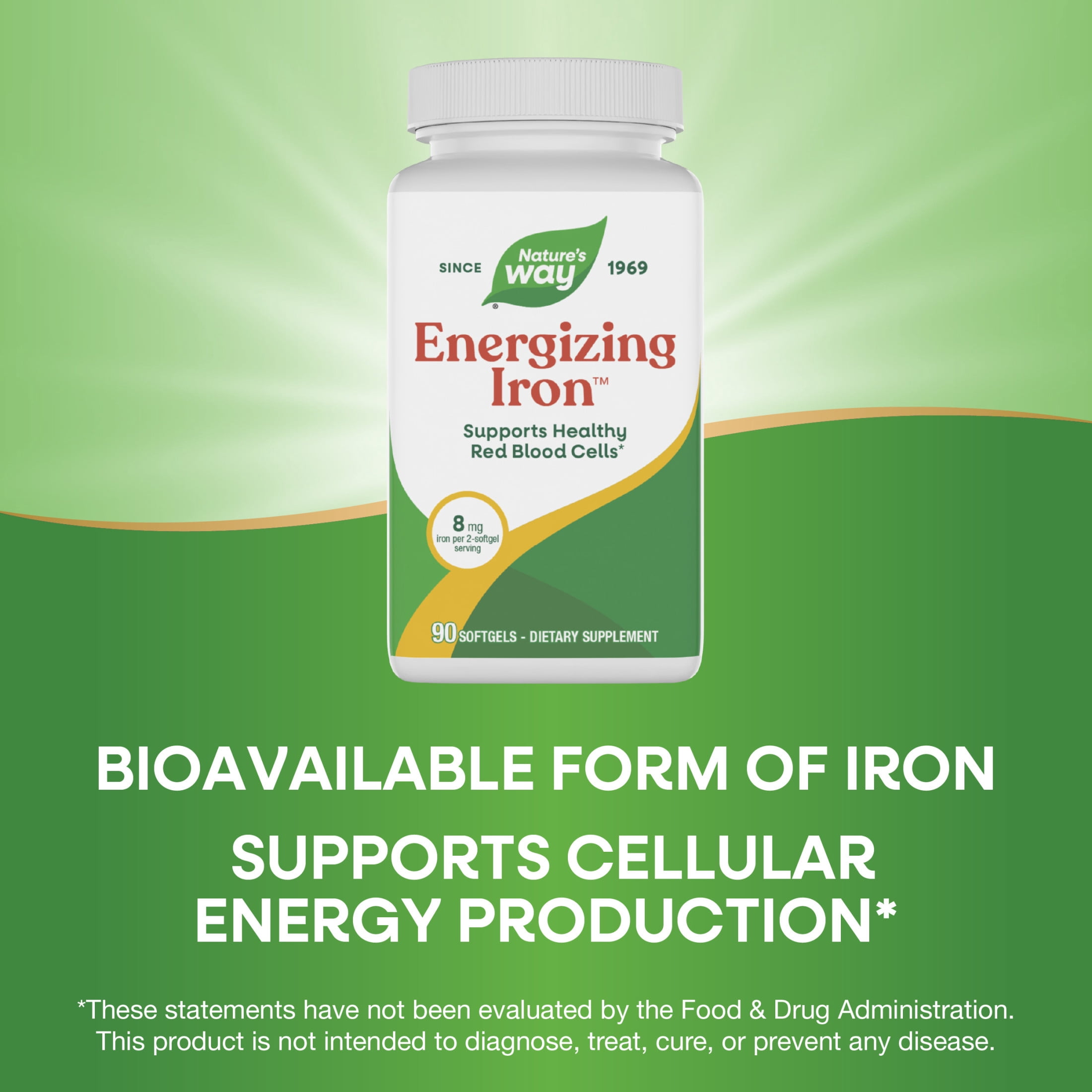 Nature's Way Energizing Iron Softgels, Supports Healthy Red Blood Cells*, Iron  & Vitamin B12, 90ct