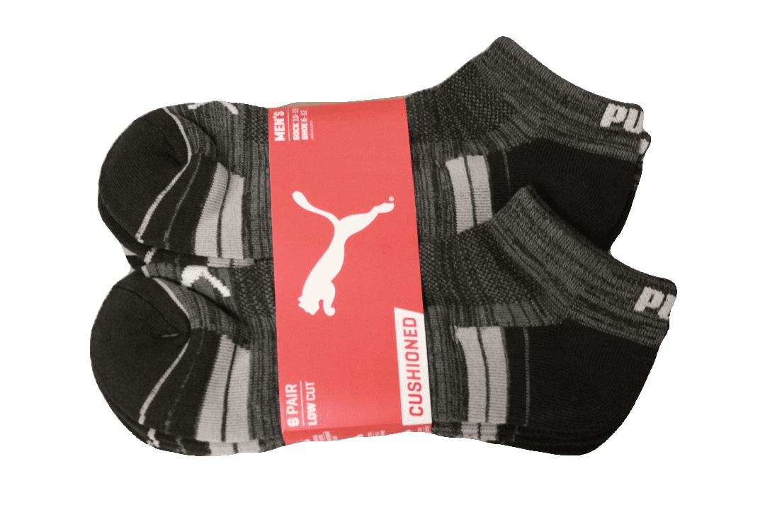 Puma Men's 6 Pack Low-Cut Sport Socks, Black/Greys, Sock Size 10-13 ...