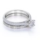 thumbnail image 3 of JeenMata Juego de Anillos de Boda con Diamantes Redondos Auténticos, Estilo Antiguo, Victoriano, Pavé, Vintage, Oro Blanco de 10 K, 3 of 6