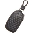thumbnail image 2 of Black Leather Car Key Case with Zipper and Metal Hook - Unisex Keyring (1pc) SHAR, 2 of 4