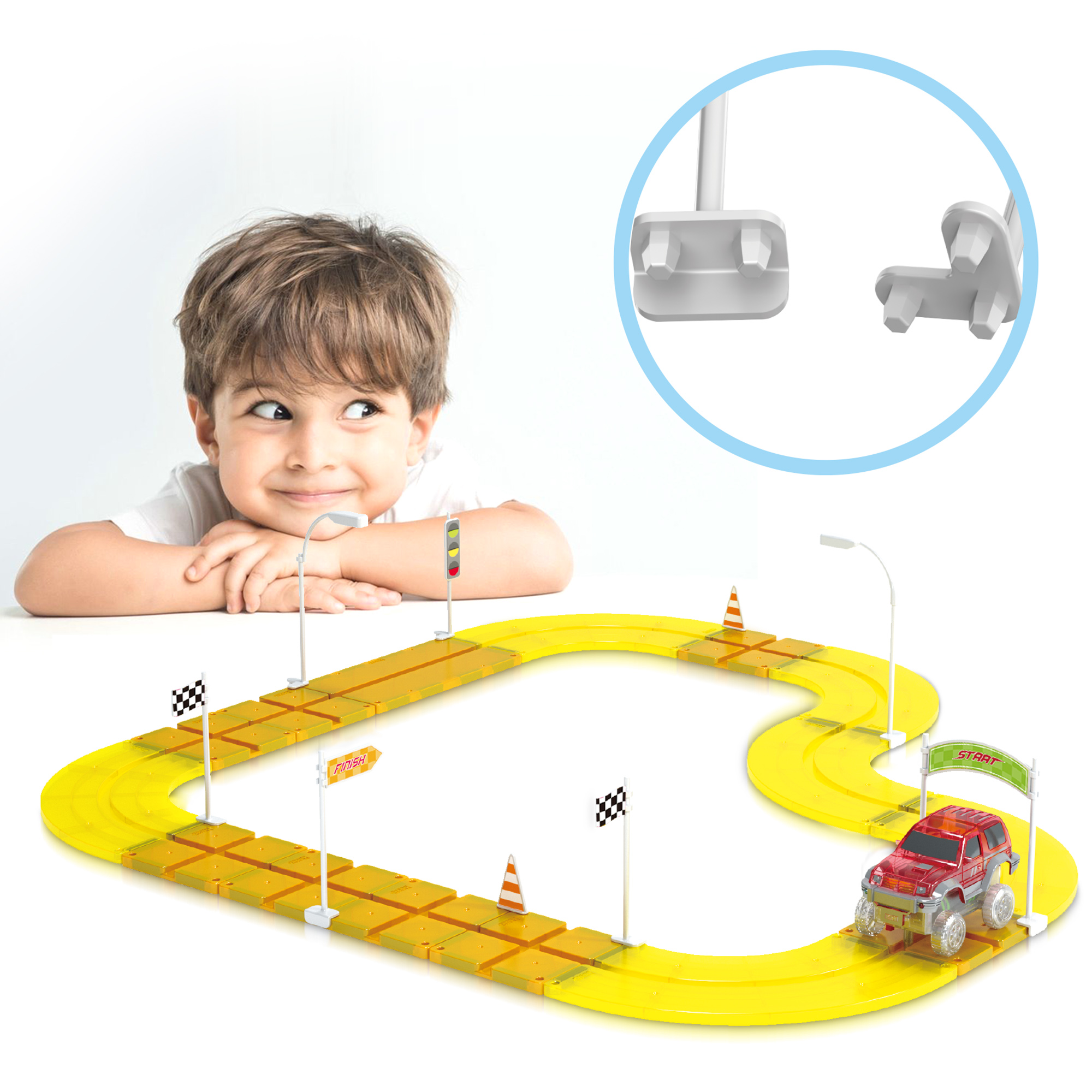 PicassoTiles 18-Piece Magnetic Race Track Expansion Set photo 3