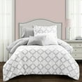thumbnail image 3 of Lush Decor Ravello Pintuck Caroline Geo Textured Ruffle Detail Comforter, Twin-XL, White, 5-Pc Set, 3 of 11