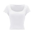 thumbnail image 2 of Women's Slim Fit Summer T Shirt Square Neck Casual Top Solid Color Short Sleeve Tee Comfortable Stylish Basic Blouse, 2 of 7
