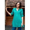 thumbnail image 4 of NOVICA Artisan Handmade Cotton Shirt Buttonup Gauze from Thailand Clothing Top Green Blouses ' Sea Green Pintucks', 4 of 7