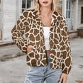 thumbnail image 3 of Jackets for Women Winter Coat Jackets Flannel Stand Collar Jacket(Giraffe Print,Size:S-4XL), 3 of 7