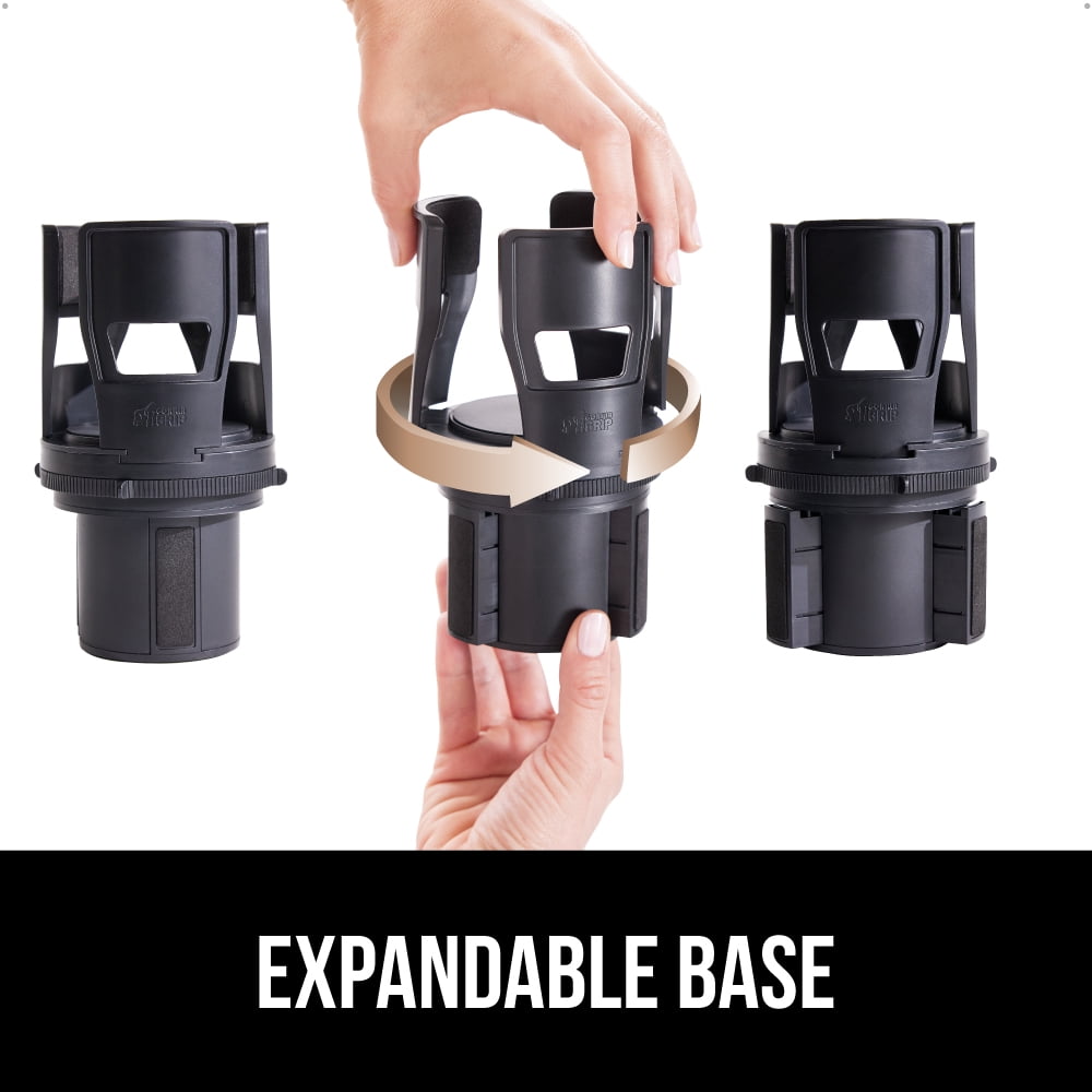 GORILLA GRIP Car Cup Holder Expander, Fits 18 to 48 oz Water Bottles, Coffee Mugs, Black