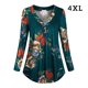 thumbnail image 1 of Camisa de manga larga con cuello en V para mujer Blusa informal con estampado floral, 4XL, Verde oscuro Scienceny AP000933-34, 1 of 7