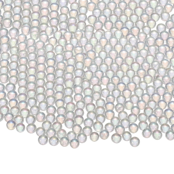 Uxcell Iridescent Glass Tiny Bubble Beads, 2.5-3.0mm 10g No Hole Micro Mini Round White Transparent Water Droplets Beads