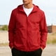 thumbnail image 2 of Mens Tops Manga Larga Color Sólido Bolsillo con Cremallera Al Aire Libre con Capucha Ropa Exterior Casual Poliéster Moda Blusa de Manga Corta, 2 of 9
