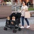 thumbnail image 2 of Gymax Poussette Double pour Animaux avec Porte-Bébé 2 Places, Pare-Soleil Réglable, Coussinet Amovible, 2 of 10