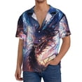 thumbnail image 1 of Fotbe Urban Style Colorful Dragon Camisa Estampada de Manga Corta para Hombre, Casual de Verano, Estilo Playero, Sin Arrugas-Large, 1 of 5