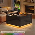 thumbnail image 3 of Aphthongs 35.4" Square Lift Top Coffee Table with LED Lights, Modern High Gloss Coffee Table with Rounded Conner & Hidden Storage, Multi-Function Coffee Table Living Room Furniture, Black, 3 of 10