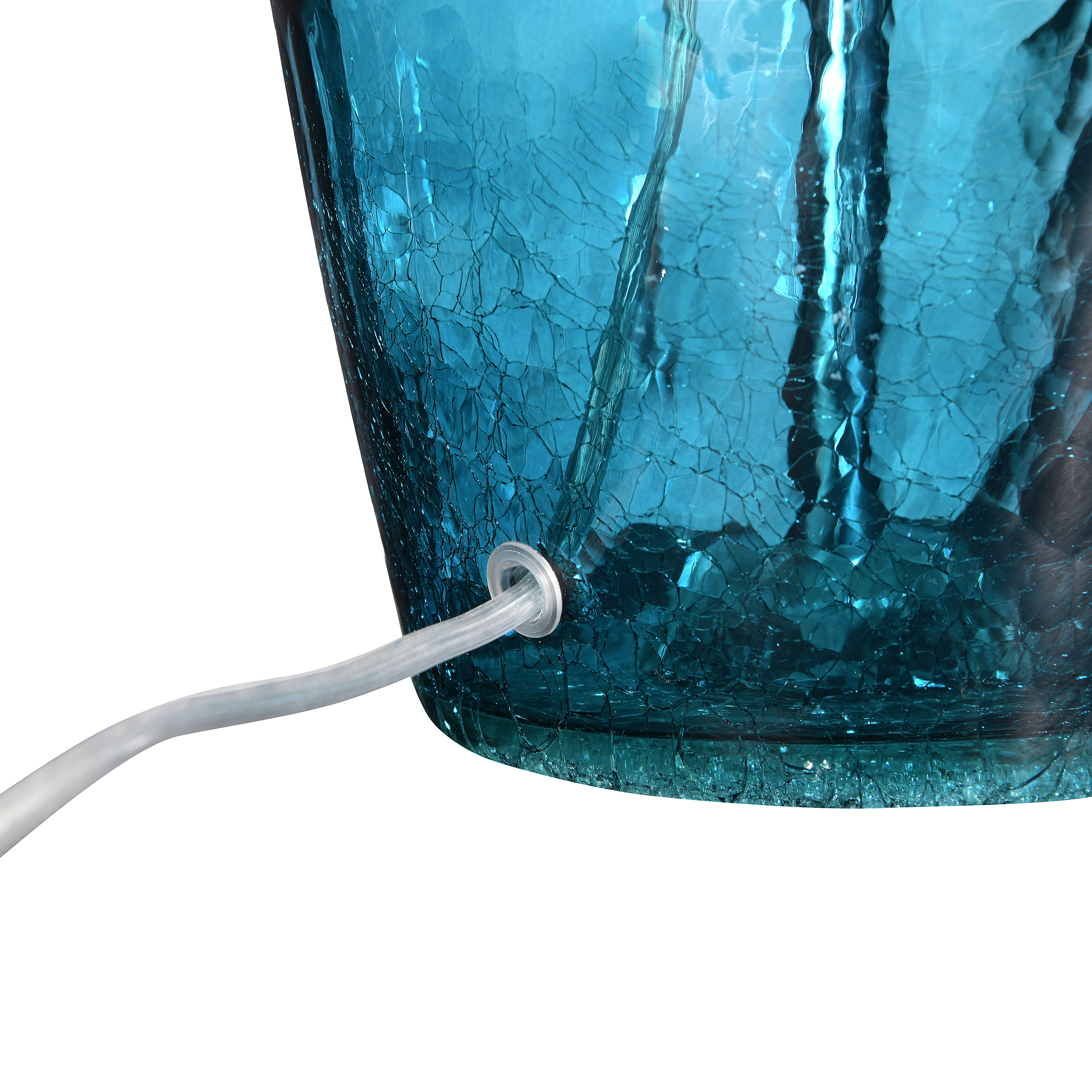 Ember Interiors 27" Brushed chrome accents Deep Blue Glass Table Lamps with Light Cream empire