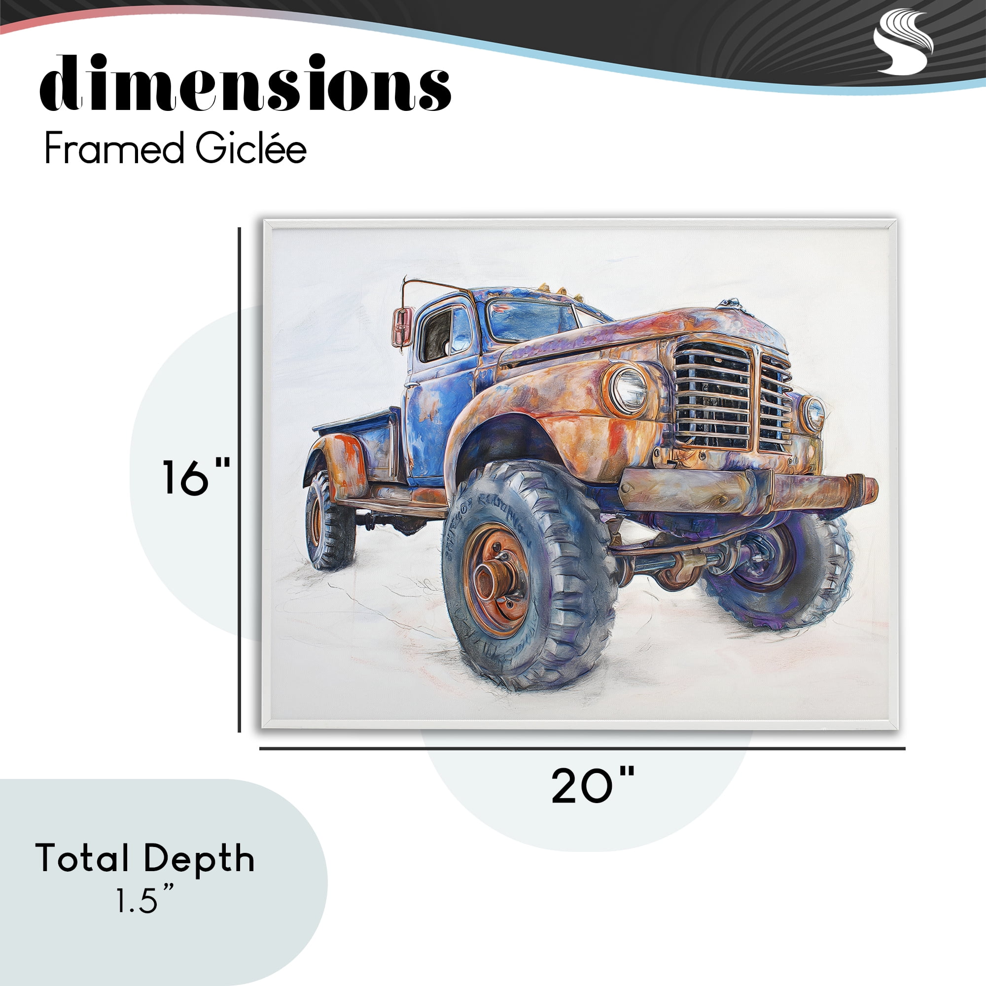 Stupell Industries Old Rustic Truck Illustration White Framed Giclee Art, design by Steve Hunziker