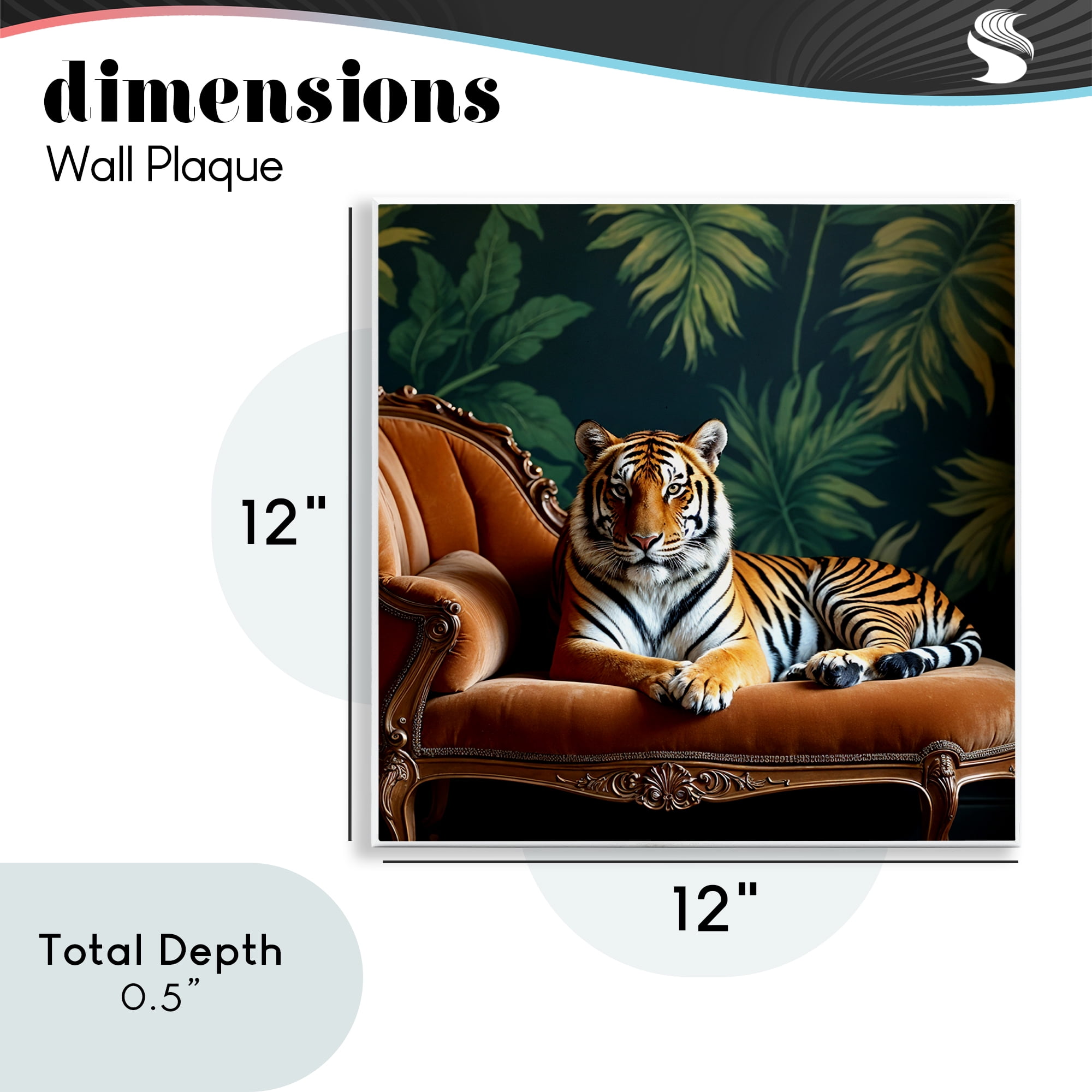 Tiger Lounging on Chaise Wall Plaque Art, design by Lettered and Lined
