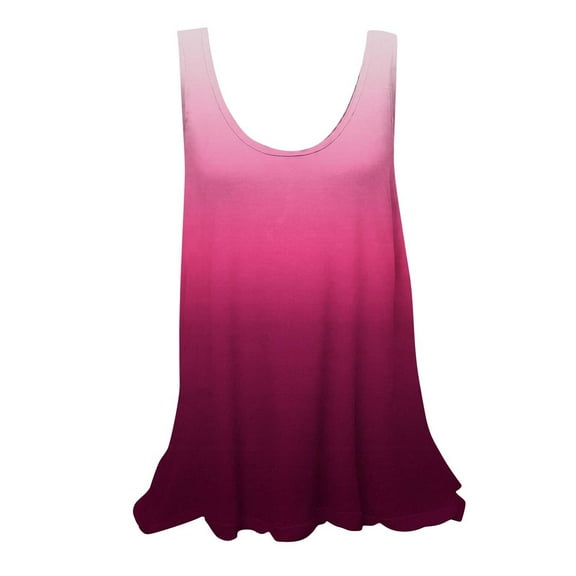 Bixock Casual Tank Tops for Women,Gradient Color Sleeveless Blouse,Crew Neck Sleeveless Fashion Lightweight Tops
