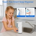 thumbnail image 2 of Dispensador de jabón automático sin contacto, 420 ml (14,2 oz) para baño y cocina, con 4 niveles de volumen, recargable por USB, antiobstrucciones, gran capacidad, color blanco, 2 of 5