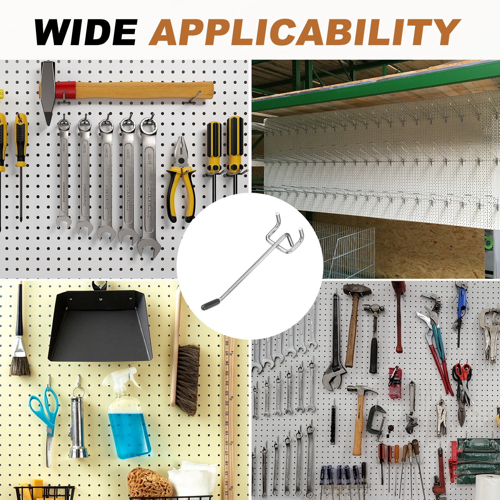 Uxcell 20Pcs Pegboard Hooks, 3.9 in L Shape Pegboard Wall Hook Fit 1" Hole Pegboard 4mm Thick for Wall Organizing