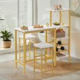 thumbnail image 2 of VECELO 3-piece Counter Height Dining Sets, Metal Pub Set with Faux Marble Top, Wine Rack & Glass Holder, Gold, 2 of 8