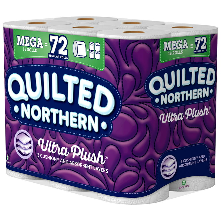 Quilted Northern Ultra Plush® Toilet Paper, 18 Mega Rolls = 72 Regular  Rolls, 3-Ply Bath Tissue