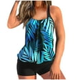 thumbnail image 2 of CALAFEBILA Modest Swimsuit Women Plus Size Tankini 2 Piece Floral Print Pleated Hawaiian Bathing Suit, 2 of 3