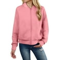 thumbnail image 4 of GEWSEY Womens Bomber Jacket Coat Casual Stand Collar Zip Up Lightweight Fall Fashion Jackets Outfits with Pockets (Pink, M), 4 of 5