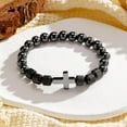 thumbnail image 5 of Gifts for New Dad Husband Grandpa Son, Obsidian Cross Bracelet Christian Religious Christmas Fathers Day Birthday Jewelry Gifts for Men, 5 of 5