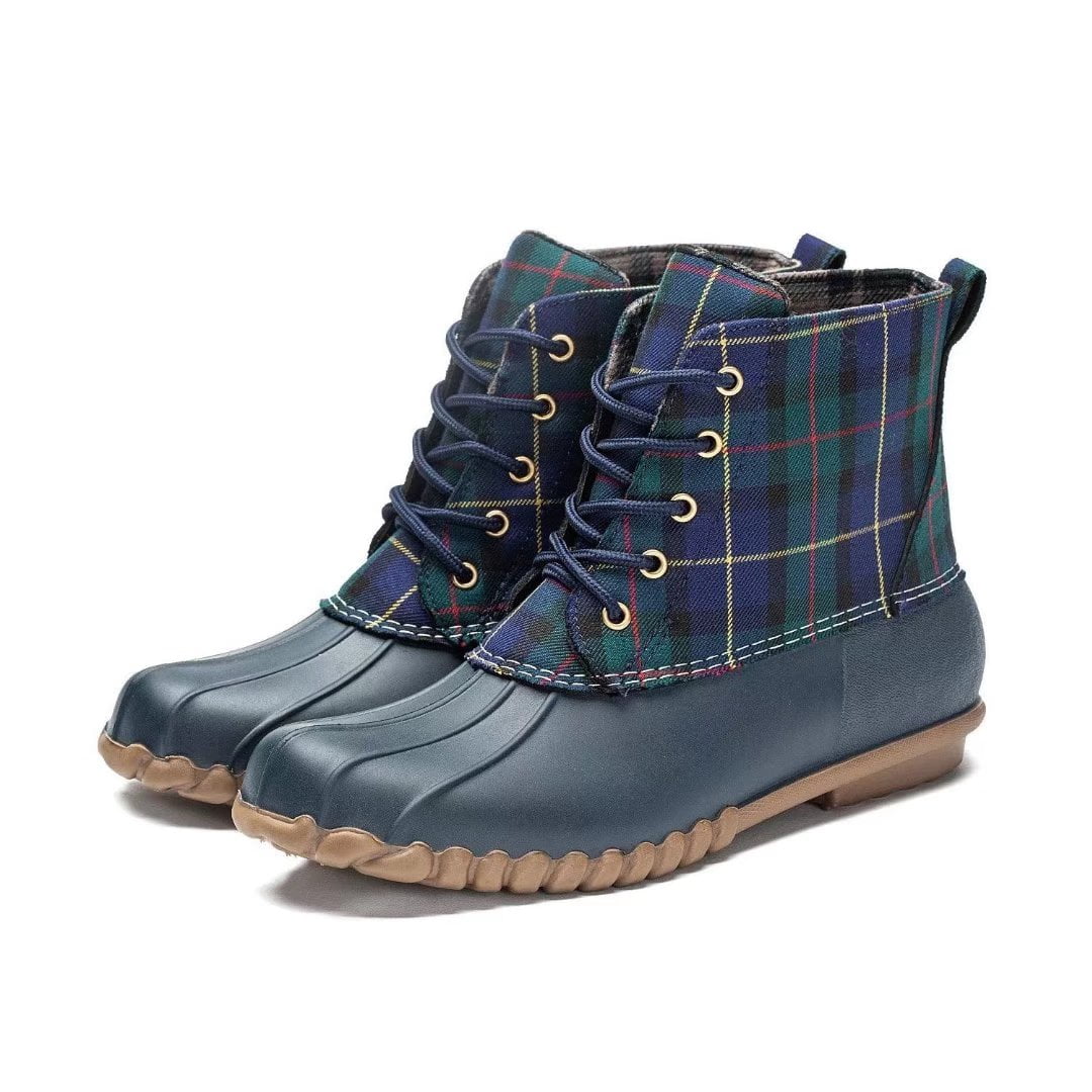 plaid duck boots for women