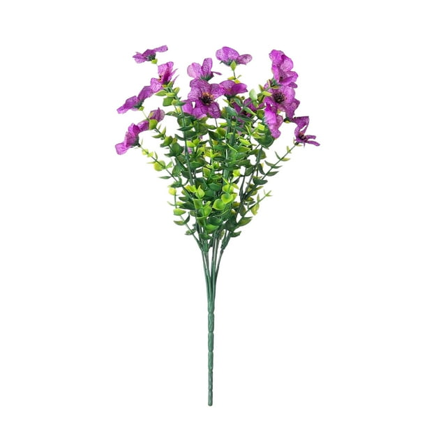 Decoraciones de ramos de flores artificiales para el hogar, la oficina, bodas y fiestas. Arreglo floral estampado de seda con follaje verde para interiores. Centro de mesa y pared.
