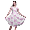 thumbnail image 1 of Bimba Robe Midi Évasée d'Été Décontractée Sans Manches à Imprimé Floral pour Femmes avec Éléphant Rose Animal - Grand, 1 of 6