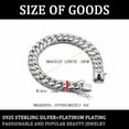 thumbnail image 4 of 925 Sterling Silver Italian Solid 10-12-14mm Diamond-Cut Cuban Link Curb Chain Bracelet for Men, Jewelry Party Birthday Gift, 4 of 10