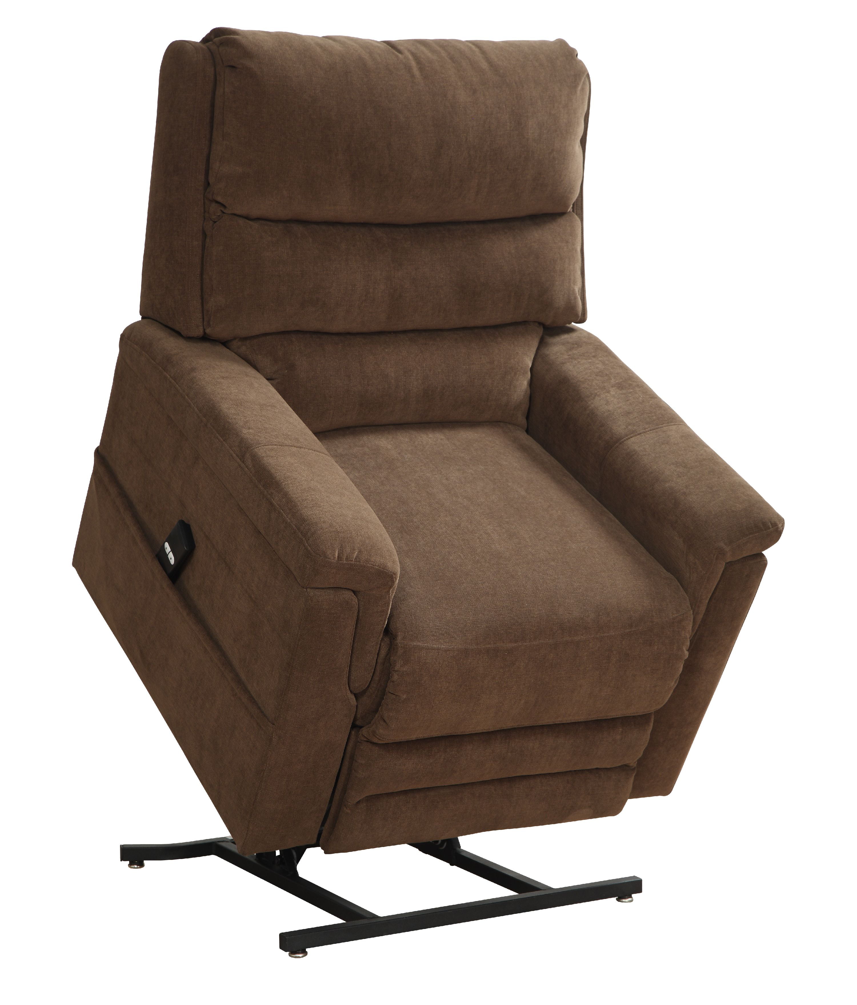luna upholstered power recliner lift chair in coffee brown