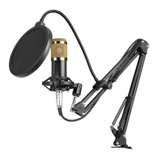 Microphone à Condensateur BM800 Professionnel pour Baladodiffusion en Direct, Équipement de Diffusion, Micro USB, Ensemble Micro-Fone, Micro de Studio avec Bras, Support, Équipement d'Enregistrement de Musique pour l'Enregistrement et la Diffusion en Direct en Studio