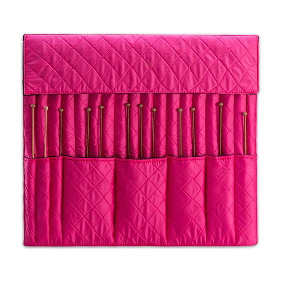 Denoa Knitting Needle Storag Case, Crochet Hook Folding Travel Organizer Bubblegum Pink