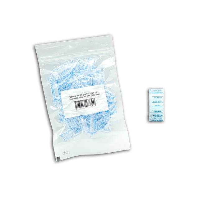 Gel de Sílice 0.5g 100pz Silica Gel Para Humedad DeseCamen SOBRES 0.5